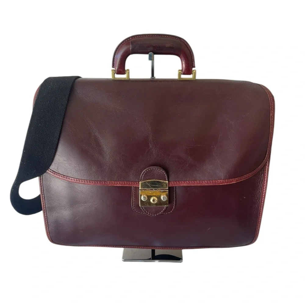 Mulholland Brothers Messenger Bag Satchel Briefcase Brown Leather